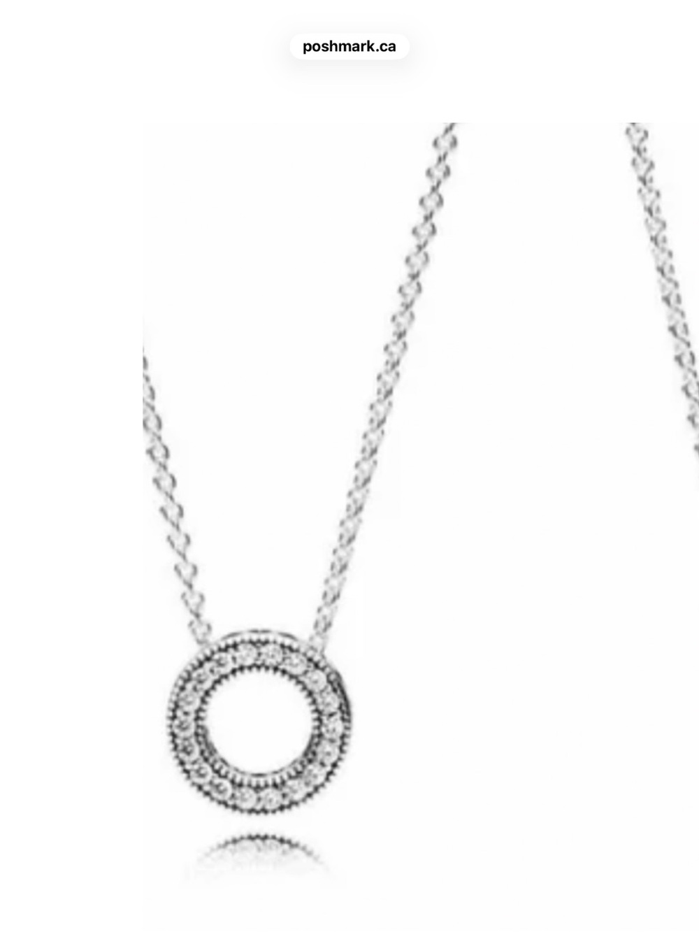 Pandora Silver Circle Pendant Necklace with Clear Crystals